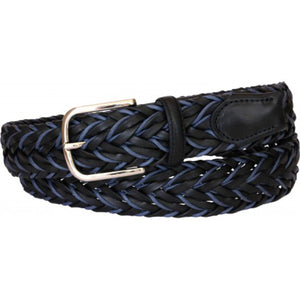 Cintura intrecciata 3,5 cm Bicolore in stringa di pelle con fibbia Nichel free - Blu - ESPERANTOBELTS