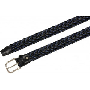 Cintura intrecciata 3,5 cm Bicolore in stringa di pelle con fibbia Nichel free - Blu - ESPERANTOBELTS