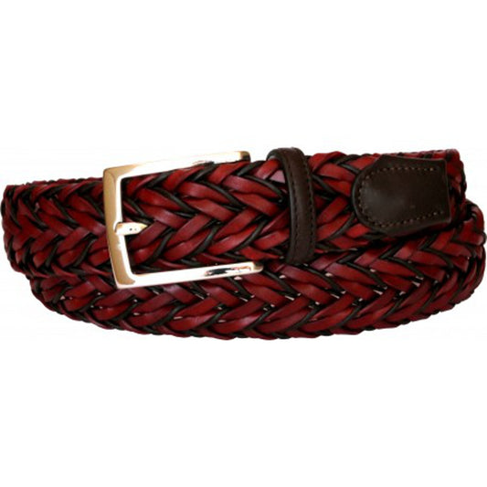 Cintura intrecciata 3,5 cm Bicolore in stringa di pelle con fibbia Nichel free - Rosso - ESPERANTOBELTS
