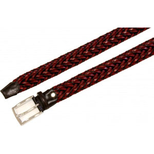 Cintura intrecciata 3,5 cm Bicolore in stringa di pelle con fibbia Nichel free - Rosso - ESPERANTOBELTS