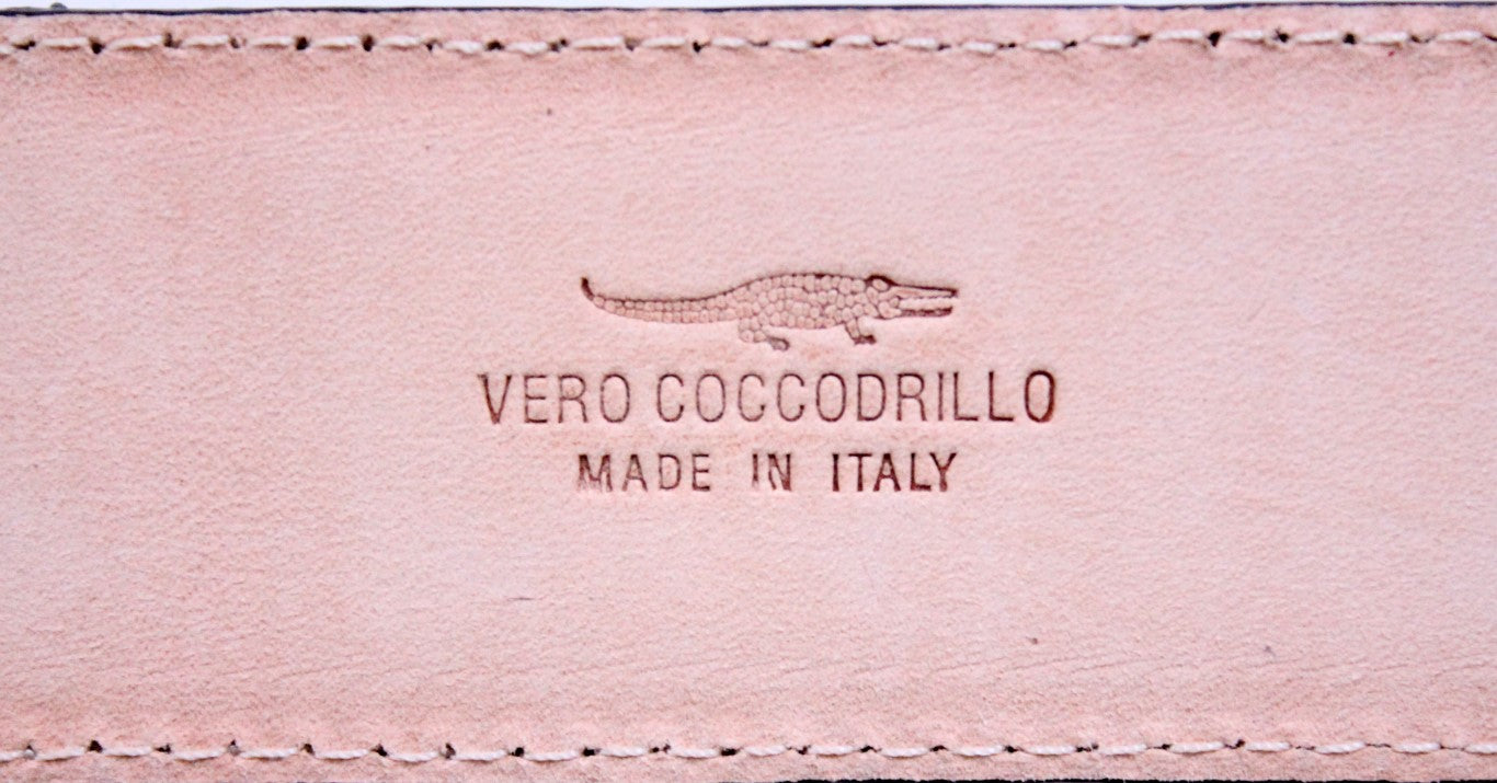 Cintura in Coccodrillo 4 cm Blu lavorazione a Piramidi