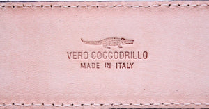 Cintura 4 cm in fianco di Coccodrillo Blu Elettrico con fibbia Nichel free e fodera Nabuk - ESPERANTOBELTS