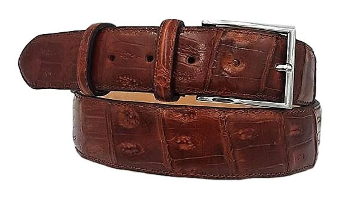 Cintura 4 cm in Coda di Coccodrillo Marrone con fodera Nabuk e fibbia Nichel free - ESPERANTOBELTS