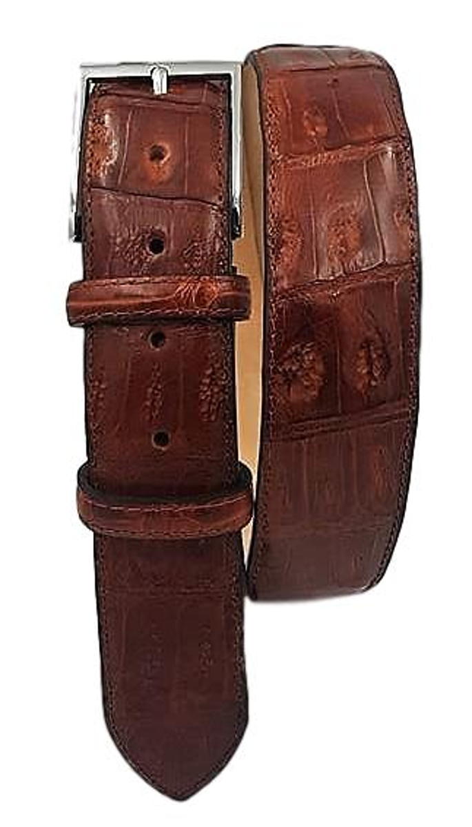 Cintura 4 cm in Coda di Coccodrillo Marrone con fodera Nabuk e fibbia Nichel free - ESPERANTOBELTS