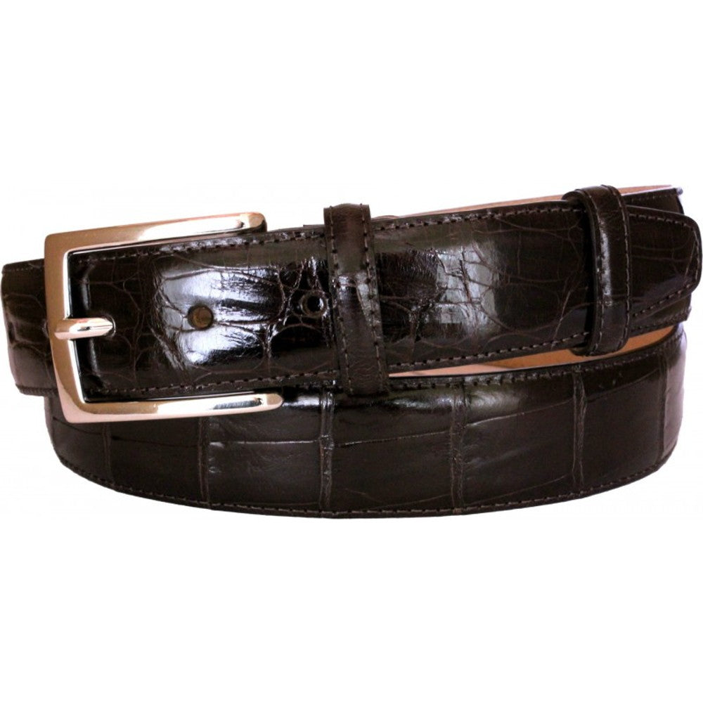 Cintura 4 cm in Coda di Coccodrillo Moro con fodera Nabuk e fibbia Nichel free - ESPERANTOBELTS
