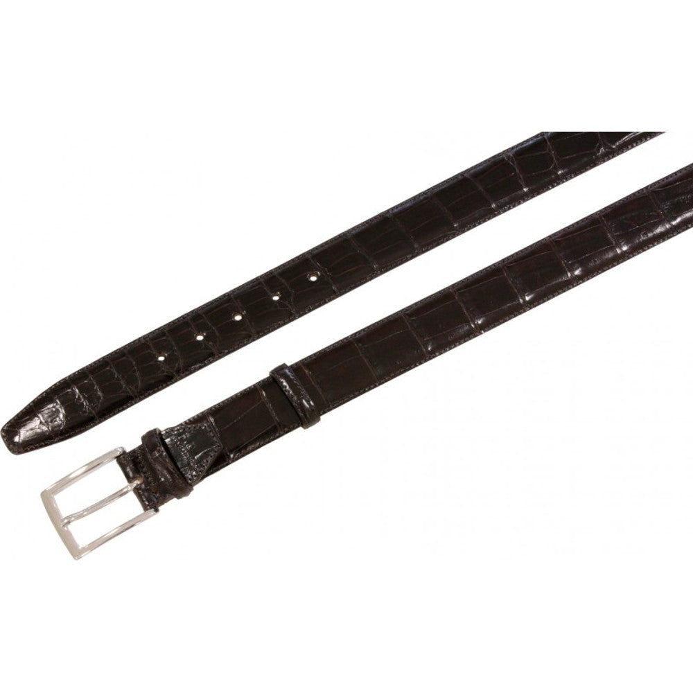 Cintura 3,5 cm in Coda di Coccodrillo Moro con fodera Nabuk e fibbia Nichel free - ESPERANTOBELTS