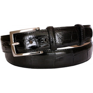 Cintura 3,5 cm in Coda di Coccodrillo Nero con fodera Nabuk e fibbia Nichel free - ESPERANTOBELTS