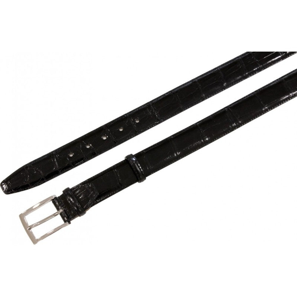 Cintura 3,5 cm in Coda di Coccodrillo Nero con fodera Nabuk e fibbia Nichel free - ESPERANTOBELTS