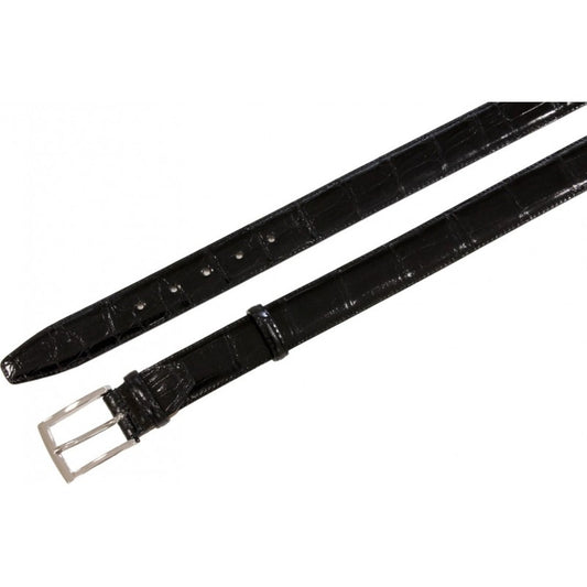 Cintura 3,5 cm in Coda di Coccodrillo Nero con fodera Nabuk e fibbia Nichel free - ESPERANTOBELTS
