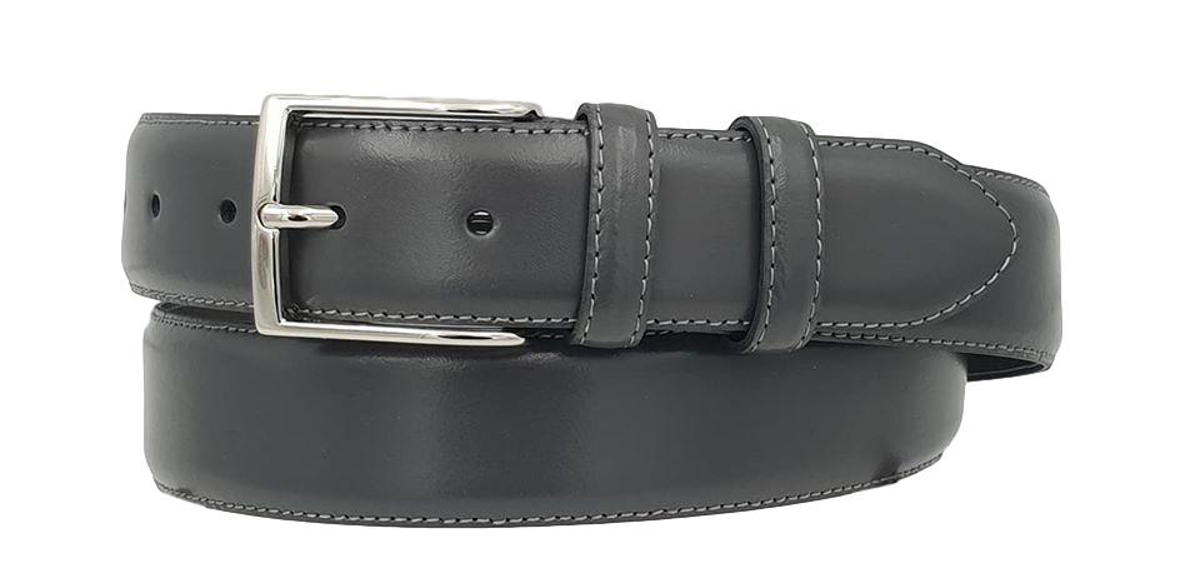 Cintura Bombata 3,5 cm in pelle lucida con Fibbia anallergica - Grigio Piombo
