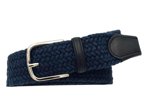 Cintura intrecciata 4 cm in Lana con fibbia anallergica - Blu Notte