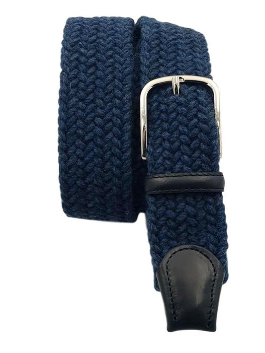 Cintura intrecciata 4 cm in Lana con fibbia anallergica - Blu Notte