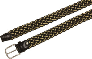 Cintura Bicolore 3,5 cm Leggera intrecciata in cotone con finiture in pelle - Moro/Giallo - ESPERANTOBELTS