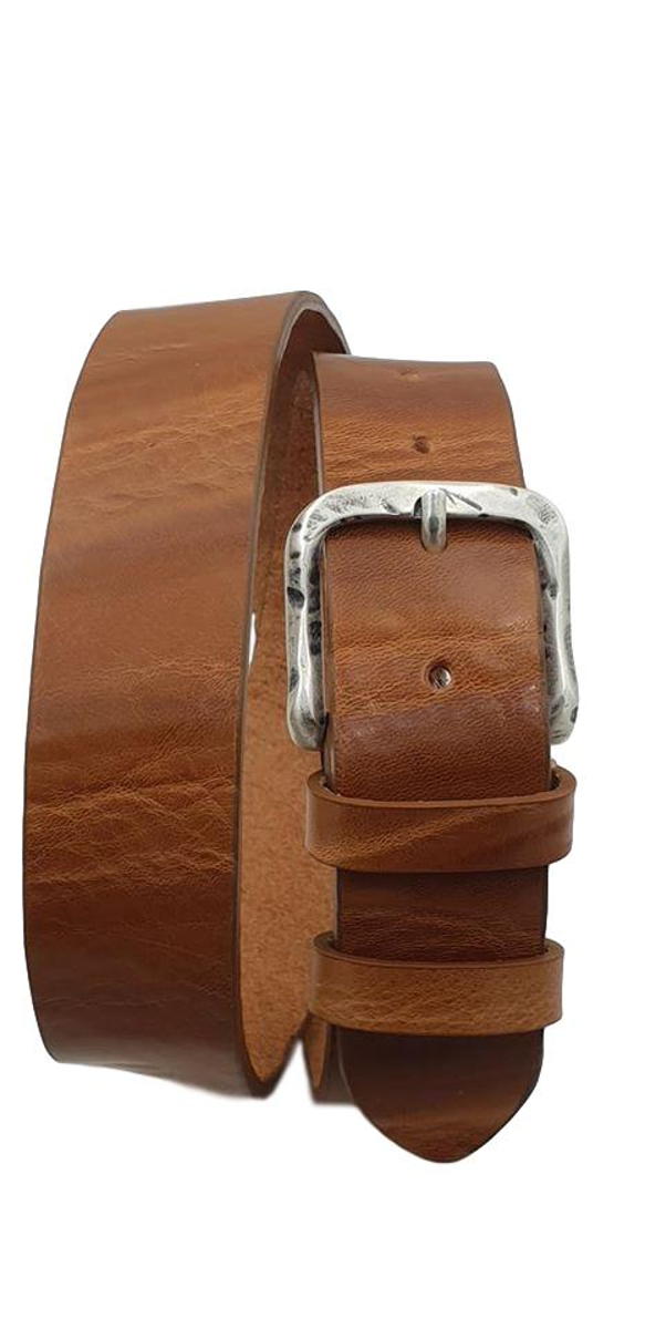 Cintura 4 cm in vero cuoio di toro grinzato con fibbia Vintage - ESPERANTOBELTS