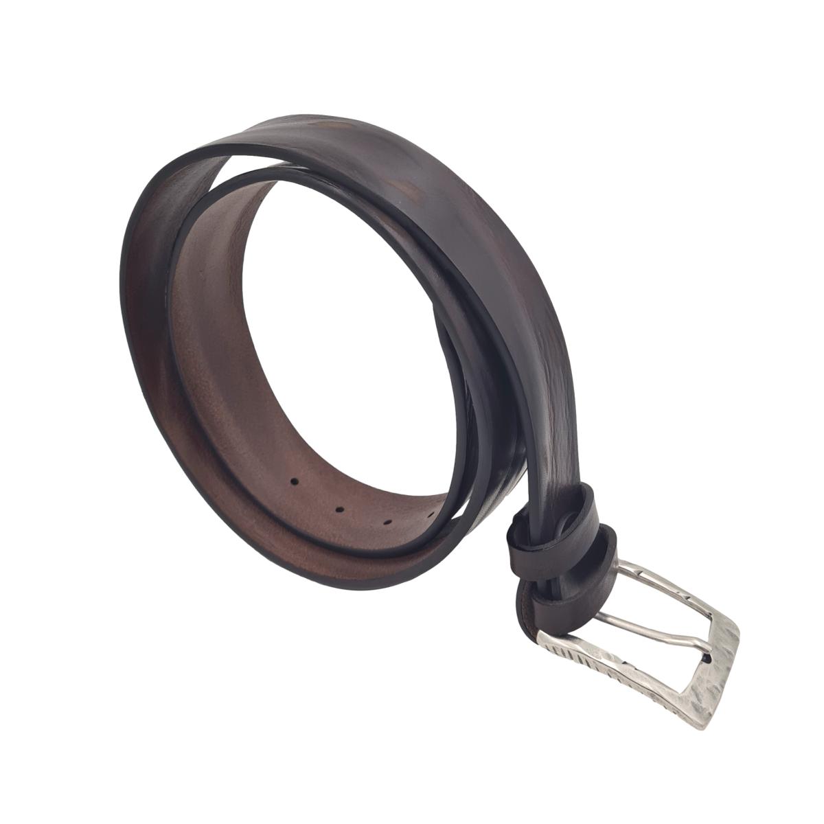Cintura 4 cm in vero cuoio di toro abrasivato con fibbia lavorata  anallergica - ESPERANTOBELTS