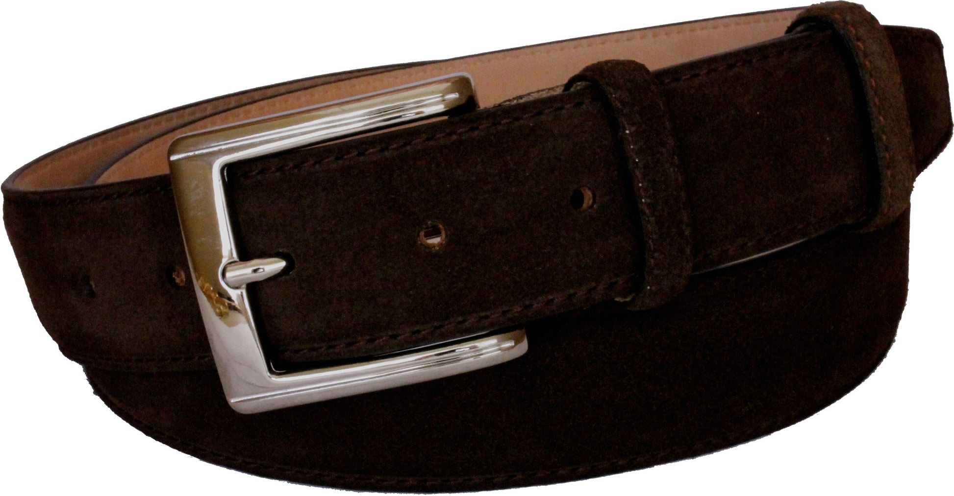 Cintura Uomo 3,5 cm in  Pelle Scamosciata , fodera in Nabuk e fibbia Nichel free - Moro - ESPERANTOBELTS