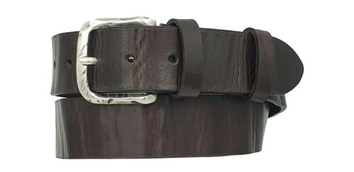 Cintura 4 cm in vero cuoio di toro grinzato con fibbia Vintage nichel free - Moro - ESPERANTOBELTS