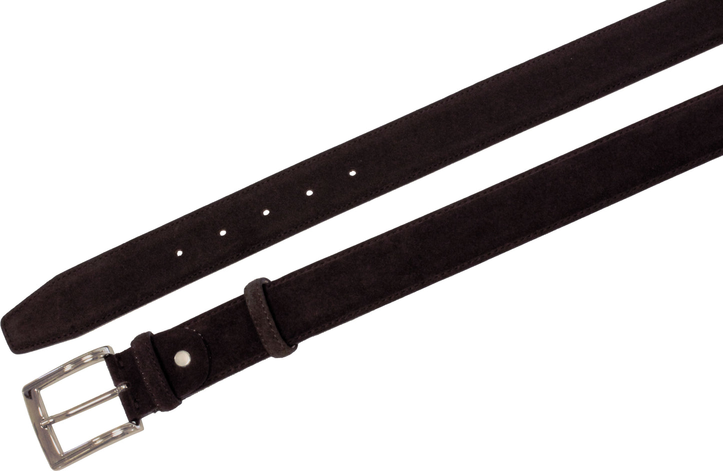 Cintura Uomo 3,5 cm in  Pelle Scamosciata , fodera in Nabuk e fibbia Nichel free - Moro - ESPERANTOBELTS