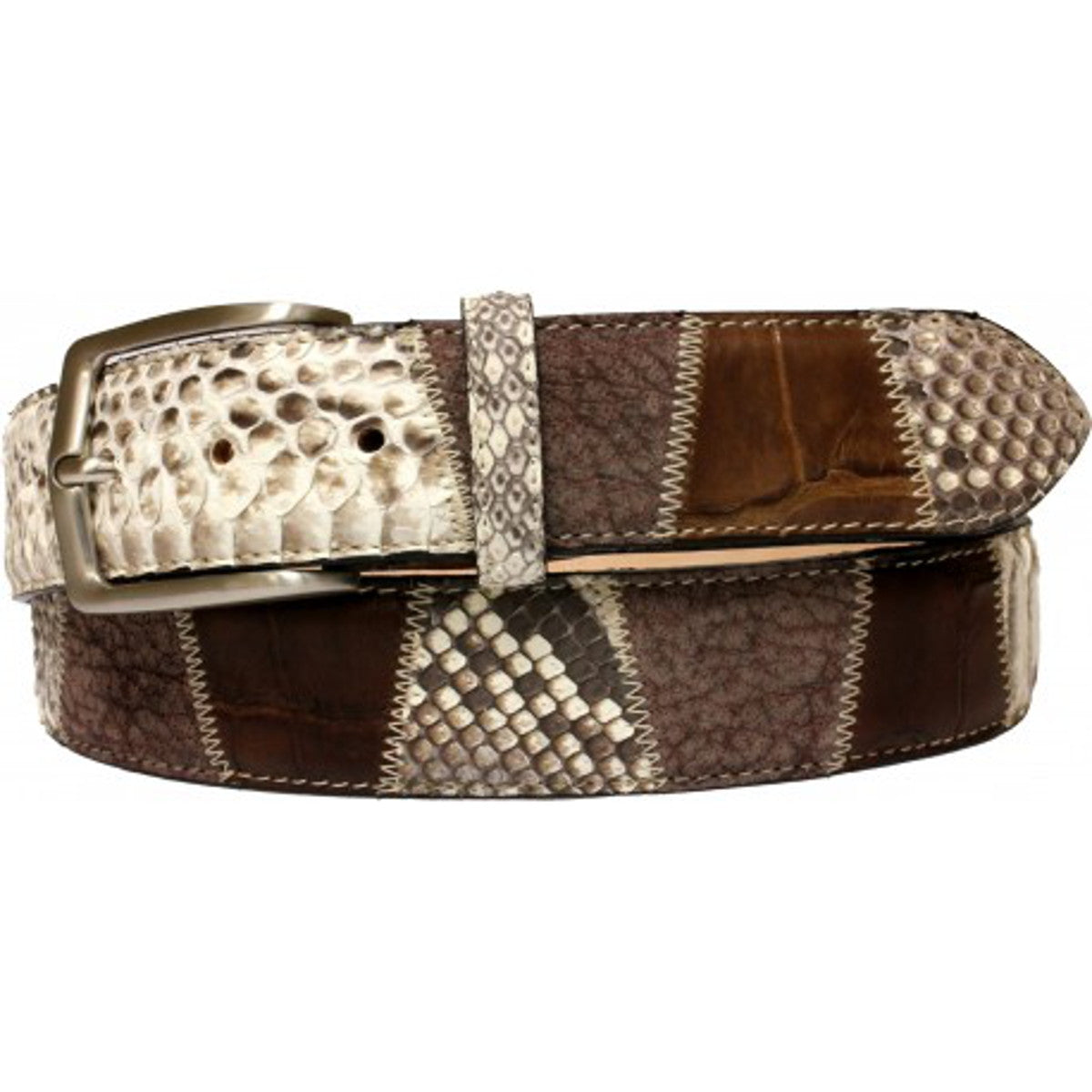 Cintura Moro 4 cm in Vero pitone , Vero coccodrillo e Pelle scamosciata con fibbia anallergica - ESPERANTOBELTS