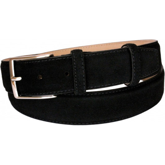Cintura Uomo 3,5 cm in  Pelle Scamosciata , fodera in Nabuk e fibbia Nichel free - Nero - ESPERANTOBELTS
