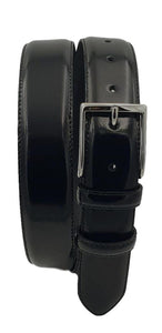 Cintura Bombata 3,5 cm in pelle lucida con Fibbia anallergica - Nero