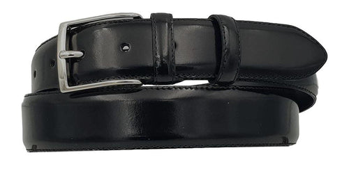 Cintura Bombata 3,5 cm in pelle lucida con Fibbia anallergica - Nero
