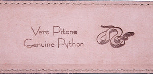 Cintura 3,5 cm in Pelle di Pitone grigio Lucido con riporto in pitone su fibbia Nichel free - ESPERANTOBELTS