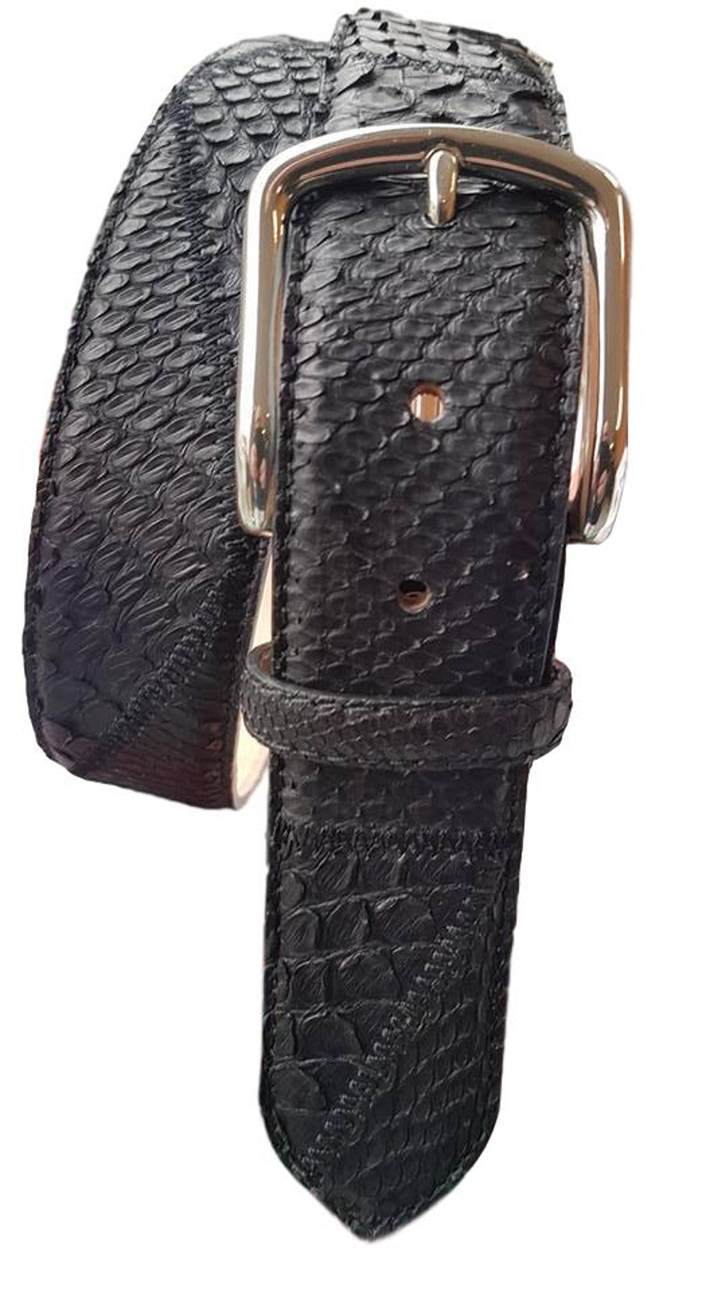 Cintura in vera pelle di Pitone Nero altezza 4 cm con fibbia Nichel free e fodera Nabuk - ESPERANTOBELTS