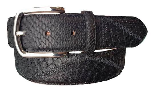 Cintura in vera pelle di Pitone Nero altezza 4 cm con fibbia anallergica