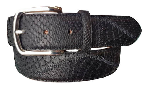 Cintura in vera pelle di Pitone Nero altezza 4 cm con fibbia Nichel free e fodera Nabuk - ESPERANTOBELTS