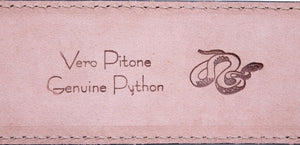 Cintura 4 cm in Coccodrillo, Pitone e pelle con fodera Nabuk e fibbia Nichel free - Giallo/Rosso - ESPERANTOBELTS