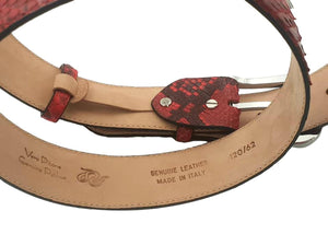 Cintura 4 cm in Vera Pelle di Pitone Rosso con fibbia anallergica