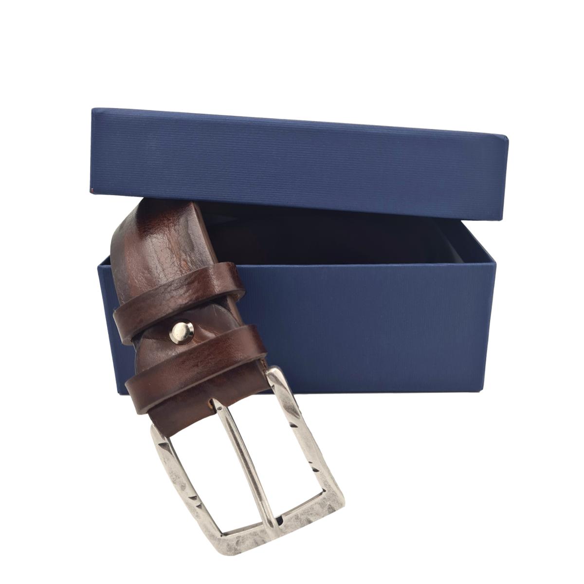 Cintura 4 cm in vero cuoio di toro abrasivato con fibbia lavorata  anallergica - ESPERANTOBELTS