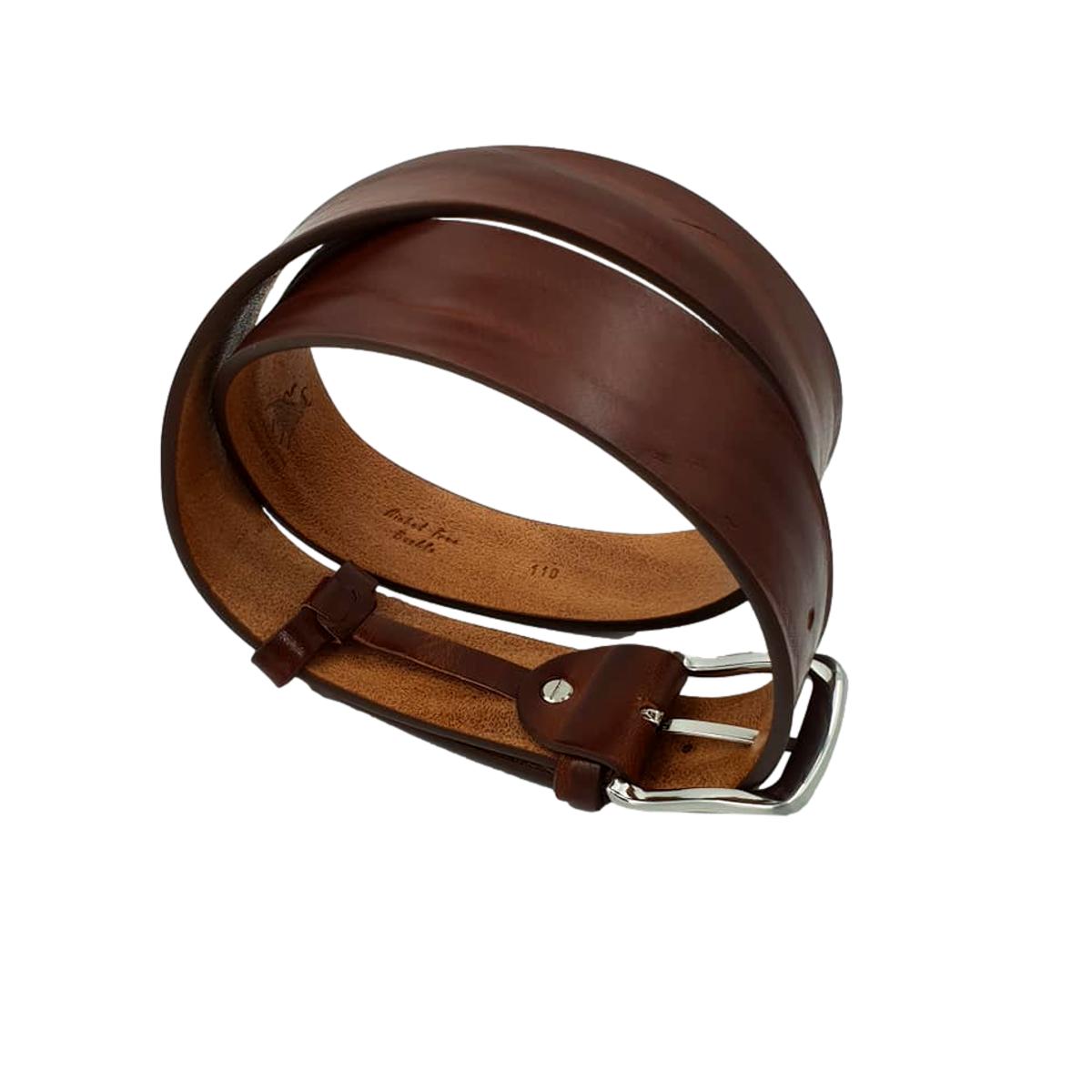Cintura 4 cm in vero cuoio di toro Plissè con fibbia Satinata anallergica - ESPERANTOBELTS