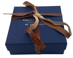 Cintura Bicolore 3,5 cm intrecciata in cuoio e cotone con  fibbia Nichel free - Blu - ESPERANTOBELTS