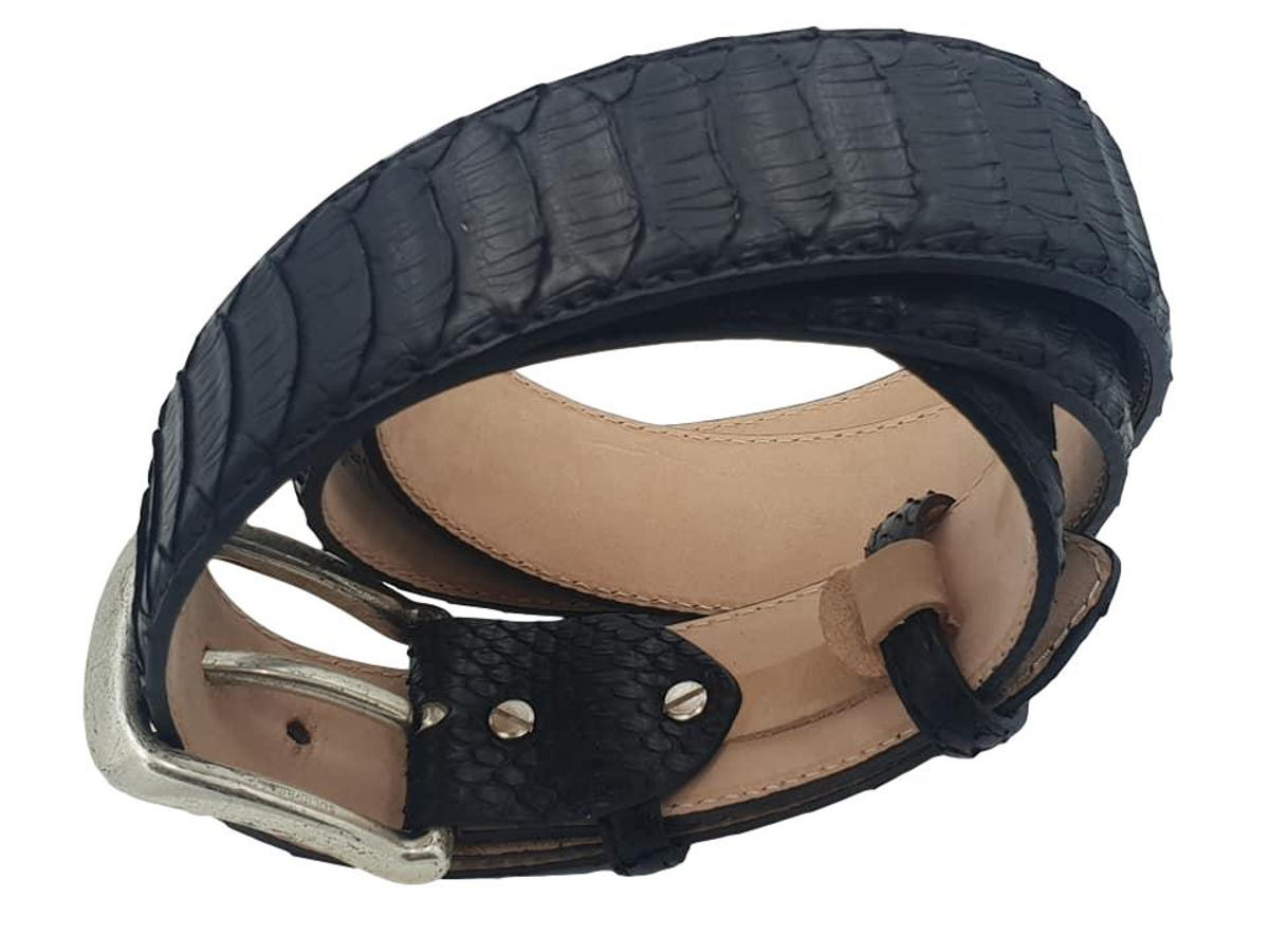 Cintura 4 cm in Pitone Colore nero con fodera Nabuk