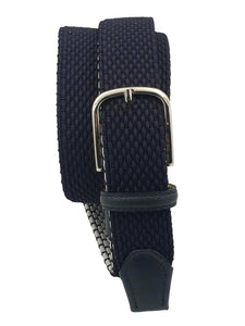 Cintura elastica Tubolare 3,5 cm  in viscosa e Pelle e fibbia anallergica - Blu