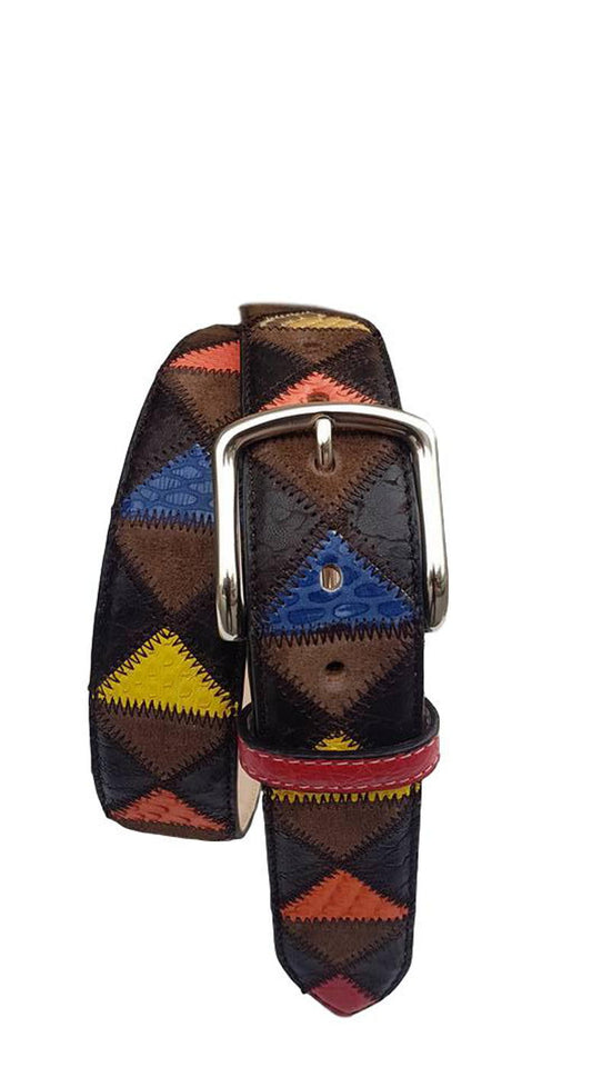 Cintura 4 cm in Coccodrillo ,Pitone e pelle con fodera Nabuk e fibbia Nichel free - ESPERANTOBELTS