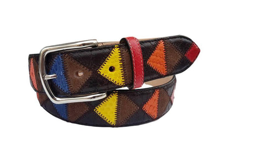 Cintura 4 cm in Coccodrillo ,Pitone e pelle con fodera Nabuk e fibbia Nichel free - ESPERANTOBELTS